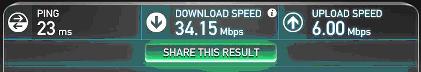 Typical actual speed recorded by speedtest.net for BT Infinity 2 at 8 Gun Lane
